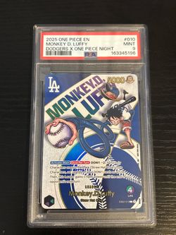 2025 One Piece Monkey D. Luffy Dodgers x One Piece Night PSA Mint 9