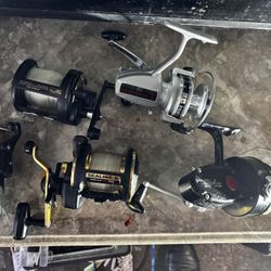 Vintage & Modern Saltwater Fishing Reel Lot - Shimano TLD15, Garcia Mitchell 302, Daiwa & More