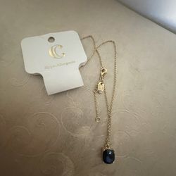 Hypo Allergenic Gold Plated Blue Stone Necklace