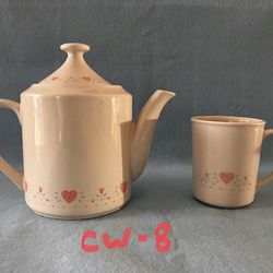 Vintage CorningWare Forever Yours Tea Pot And Cup. CW-8.