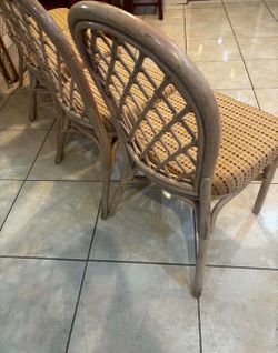 4 Vintage Wicker Rattan Chairs