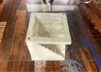 Coffee table tessellated stone and glass top