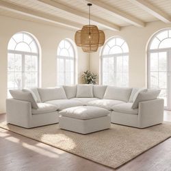 Aiden & Ivy furniture Sydney 6-piece Fabric Modular Sectional, Cream $1699.99