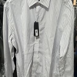 Banana Republic Men's White Blue Striped Dress Shirt XL Long Sleeve Collared