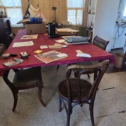 Dining Table, Fabric Couch, Leather recliner,  Chair
