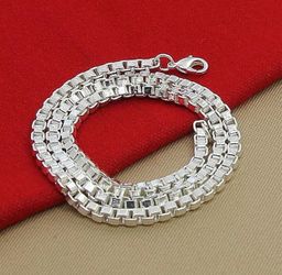 Box Chain Necklace 925 Jewelry Silver 4MM