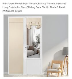 Pl Blackout French Door Curtain, Privacy Thermal Insulated Long Curtain for Glass/Sliding Door