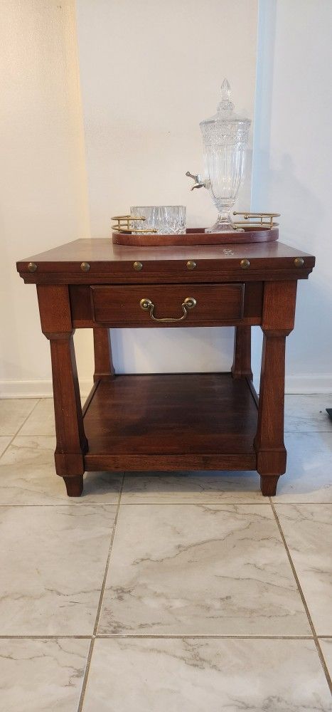 Modern Solid Wood Studded End Table