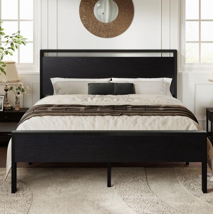 BRAND NEW
Allewie Full Size Platform Bed Frame with Wooden Headboard and Footboard, Heavy Duty 12 Metal Slats Support, No Box Spring Needed, Under-Be