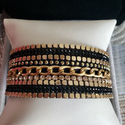 Black N Gold Bracelet With Magnetic Clasp...7 Inches Long 
