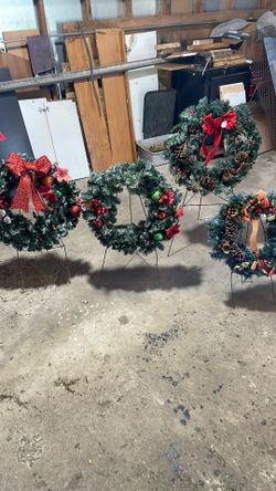 Assortment Of Xmas Cemetery Wreaths