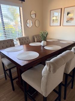 Large Dining Table with 6 Chairs – Solid Wood