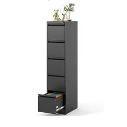 V-File Cabinet, Vertical File Cabinets with Lock for Home Office,Heavy Duty Office Steel Filing Cabinet for Hanging Letters/Legal/A4, Assembly Require