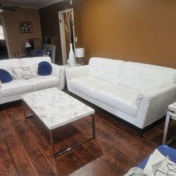 White Sofia Verga Sofa & Love Seat