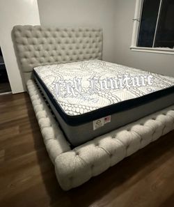 NEW QUEEN BED FRAME WITH MATTRESS
