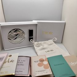 Dior Exquisite Silver Mirror Compact w/lipstick & samples