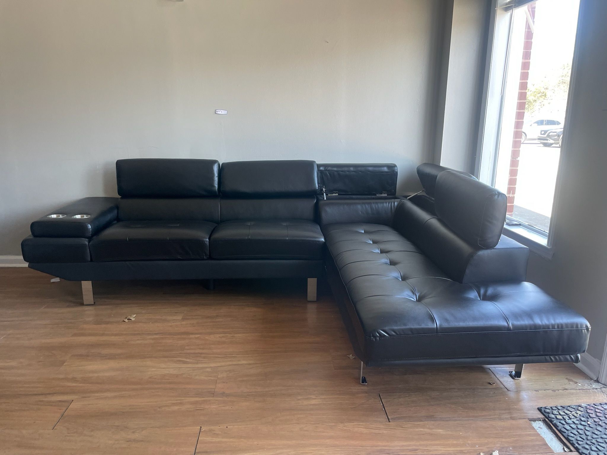 BRAND NEW BLACK LEATHER SOFA WITH STORAGE – $750 PRICE INCLUDES DELIVERY! ALSO AVAILABLE IN WHITE!