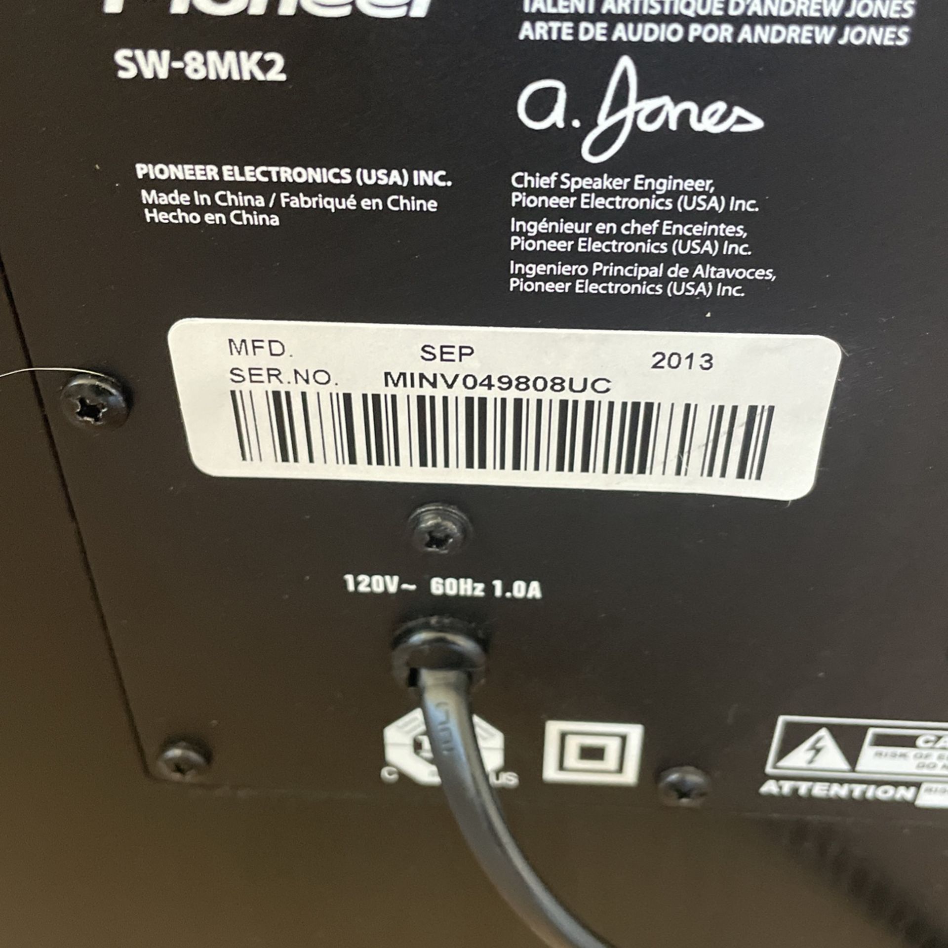 Pioneer Sw-8mk2 subwoofer