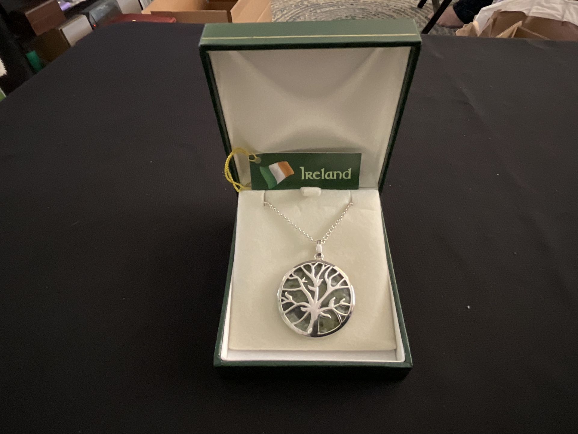 Sterling Silver Connemara Marble Tree Of Life Necklace