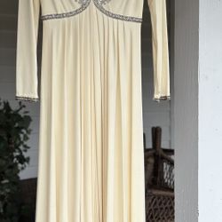 Vintage 1960  Victoria Royal hand beaded long sleeve Maxi  Dress Size 6-8