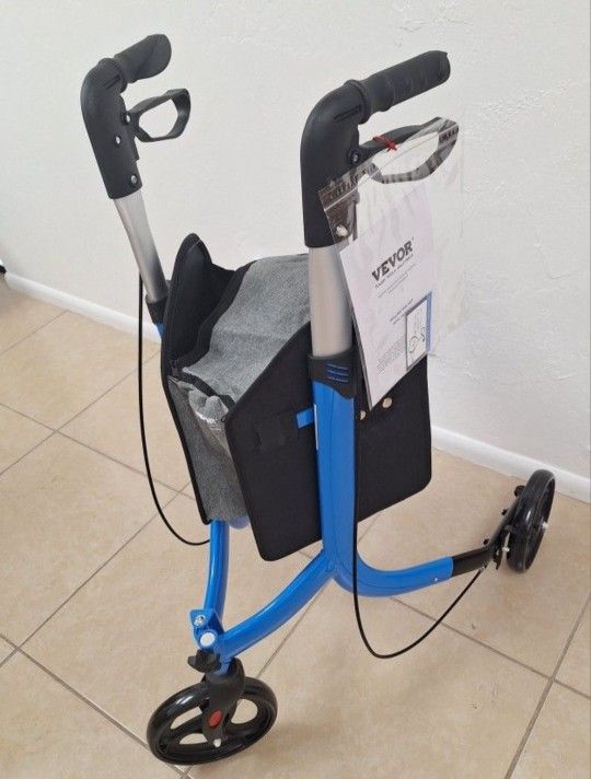 3 Wheels Rollator Walker for Seniors, Lightweight Aluminum Foldable