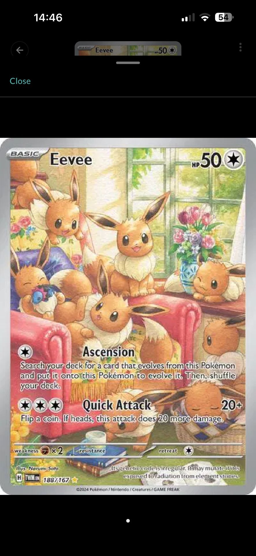 Eevee Illustration Rare Gold Star #188/167