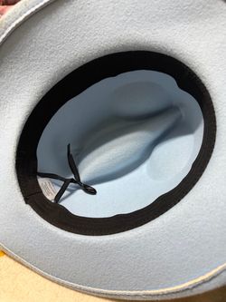 Light Blue Felt Wide Brim Hat