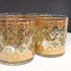 Vintage Culver 22kt Gold Glasses 2 Sets 5 Glasses Each Set