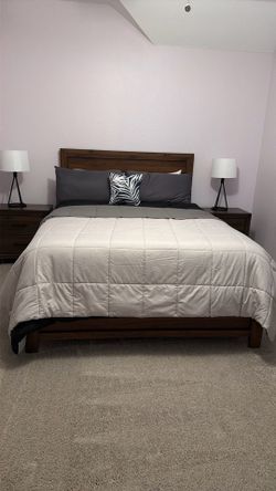 Queen size beds and night stands (with mattresses and never used)