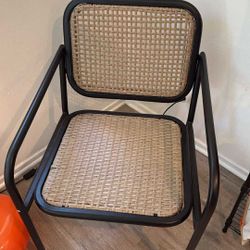 Modern Rattan Cane Dining Chairs – Black Frame