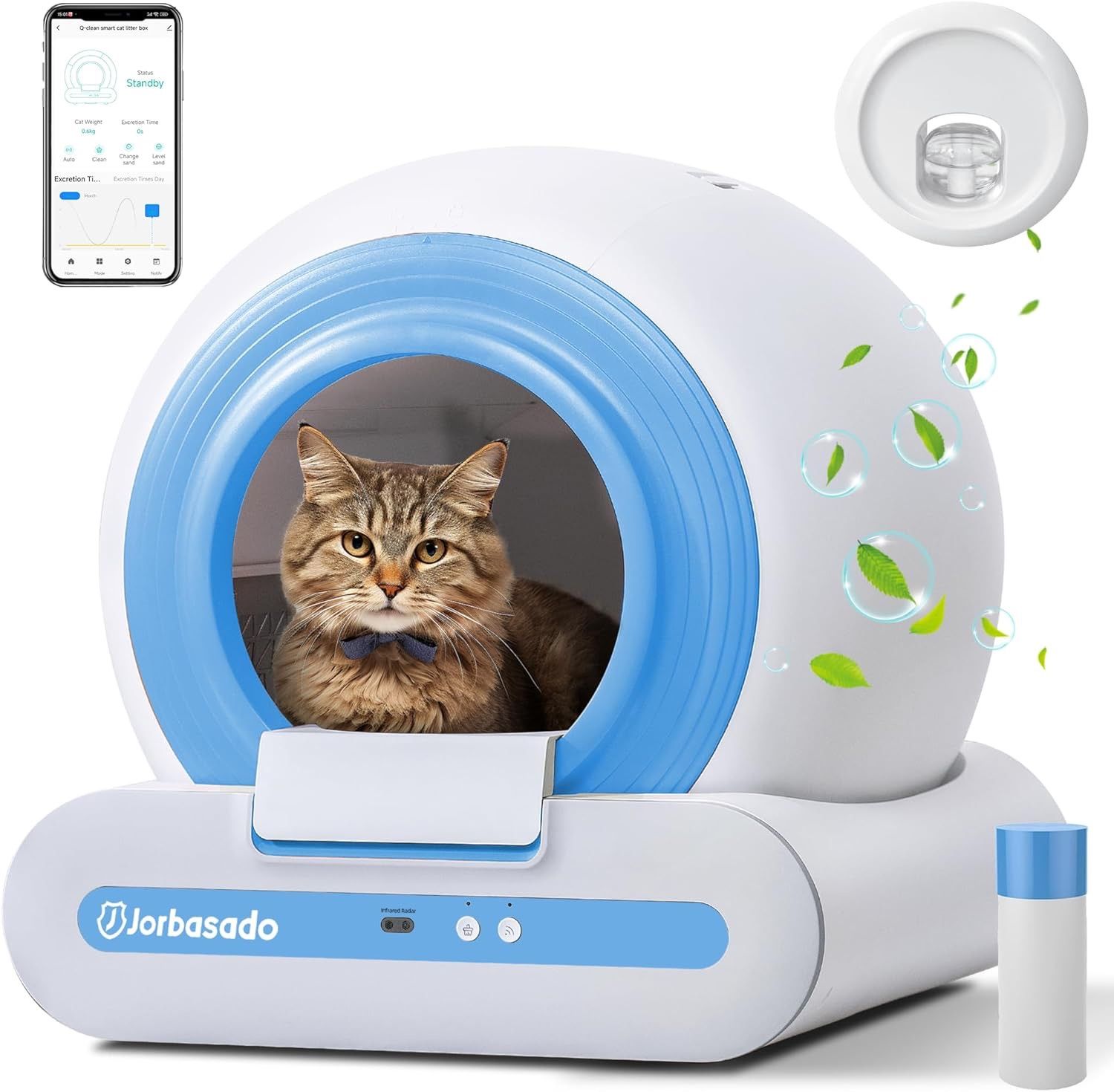 Self Cleaning Litter Box Automatic Cat Litter Box Self Cleaning 65L+9L with APP Control Odor Removal Device Smart Cat Litter Box Automatic Cleaning fo