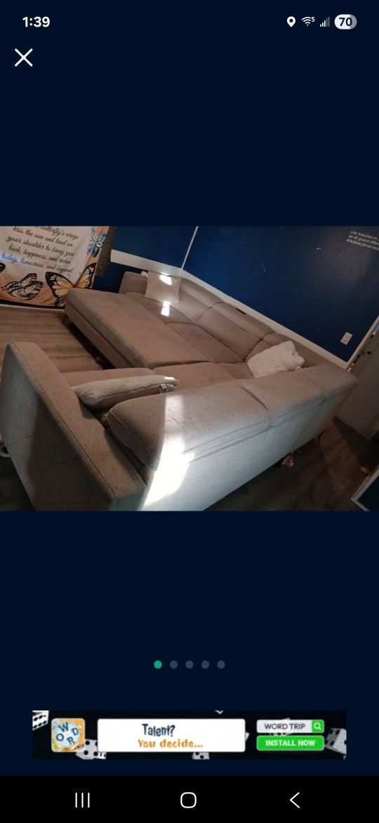 Dove Grey Couch With Matching Ottoman