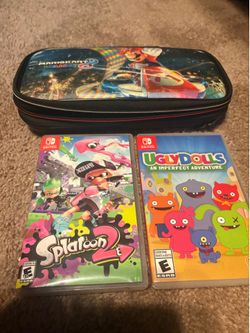 Switch games Splatoon 2 & Ugly Dolls, and Switch carrying case