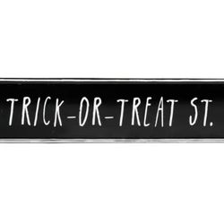 Halloween Embossed Metal Direction Road Sign Trick Or Treat Street