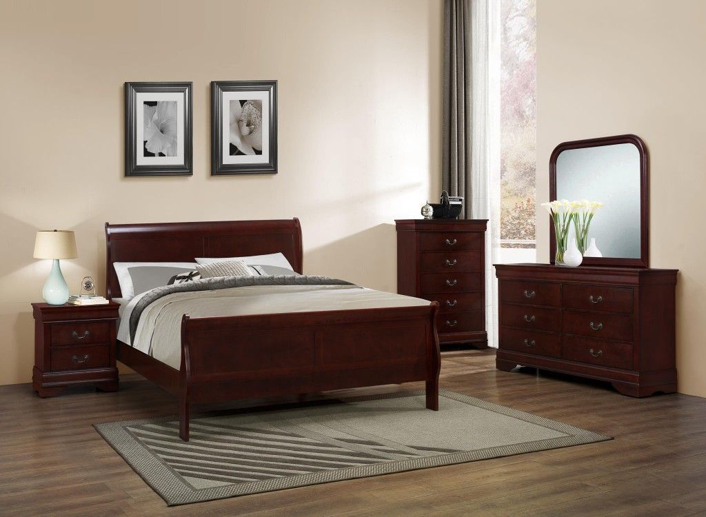 New! Cherry 5PC Queen Bedroom Set