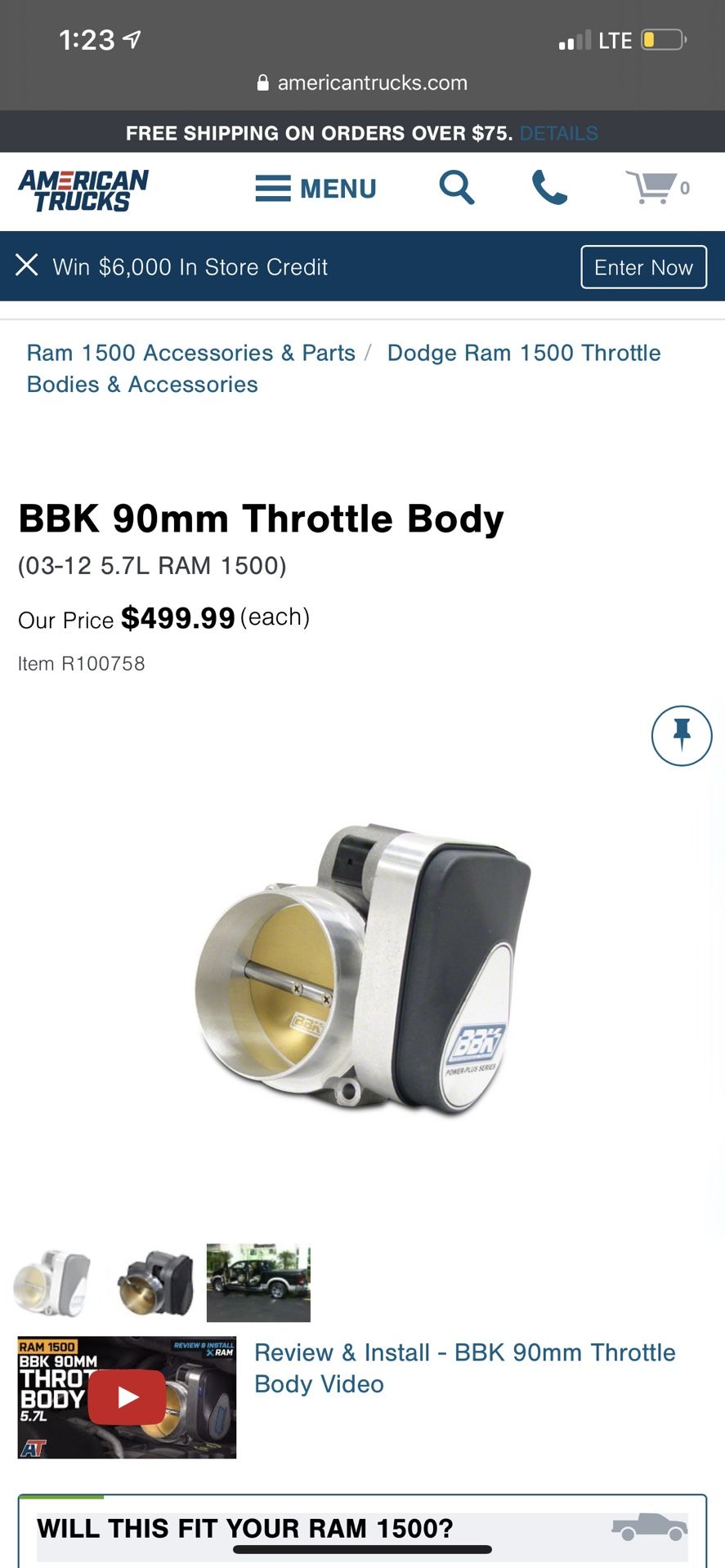 BBK 90 mm Throtal body Hemi Mopar