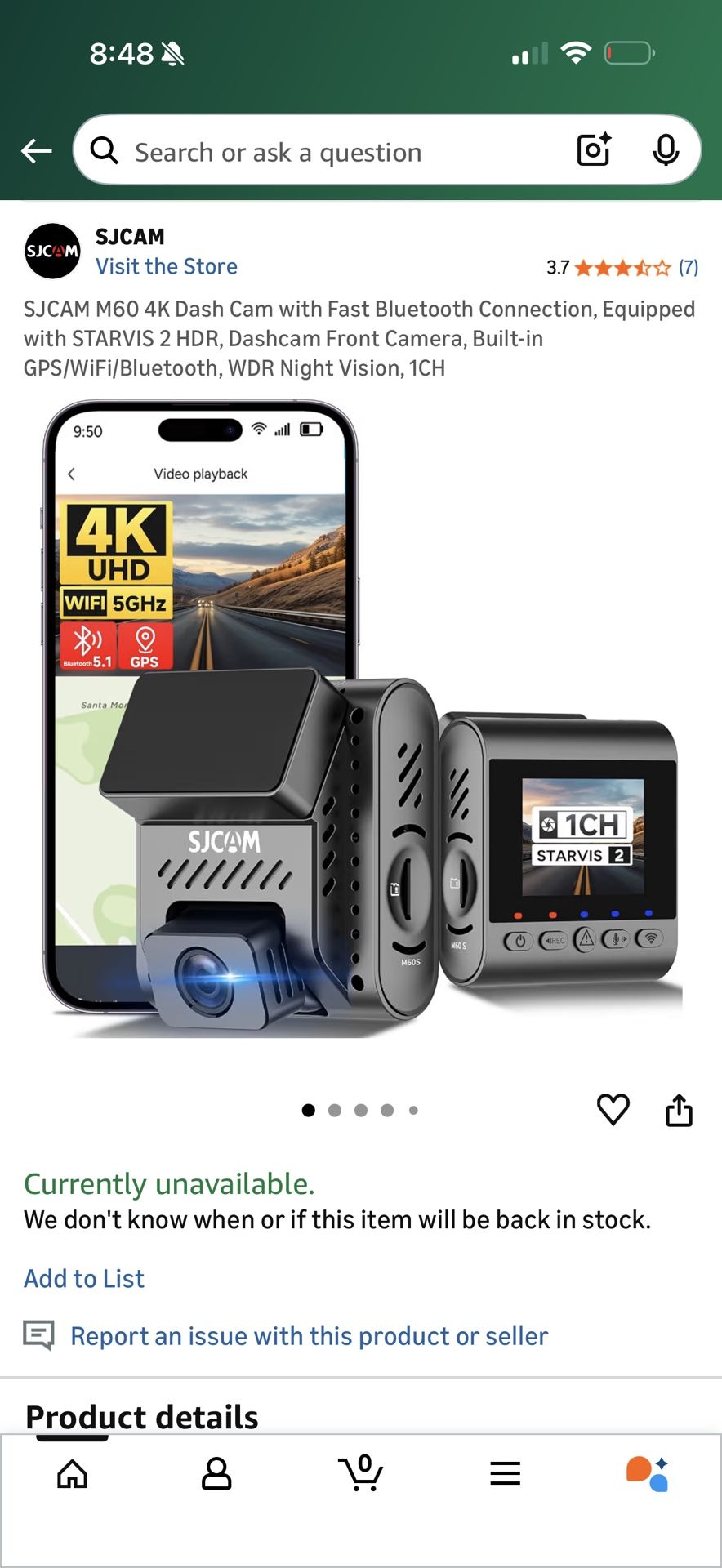 4K Dash Cam with Fast Bluetooth