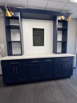 Custom Freestanding Office Wall Unit / Credenza w Stone Top