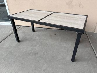 Outdoor Beige Marbled Tile Top Coffee Table