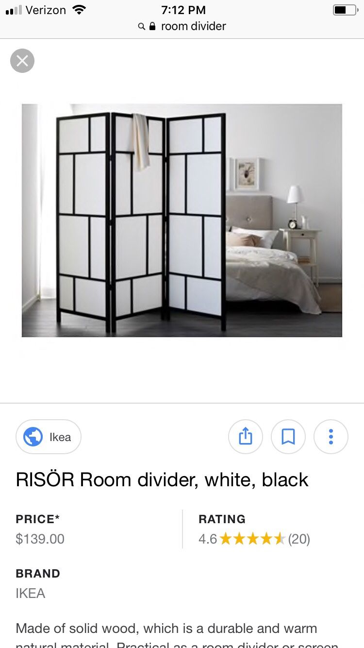 Trendy Room Divider white and black Risor ikea