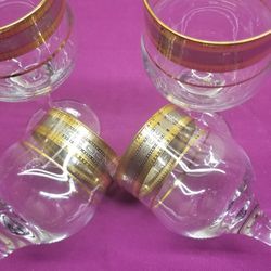 Equisite Set Of Four Gold Rimmed Wine Glasses Must See Pics