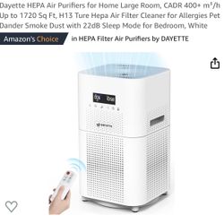 Dayette HEPA Air Purifiers for Home Large Room, CADR 400+ m³/h Up to 1720 Sq Ft, H13 Ture Hepa Air Filter Cleaner for Allergies Pet Dander Smoke Dust 