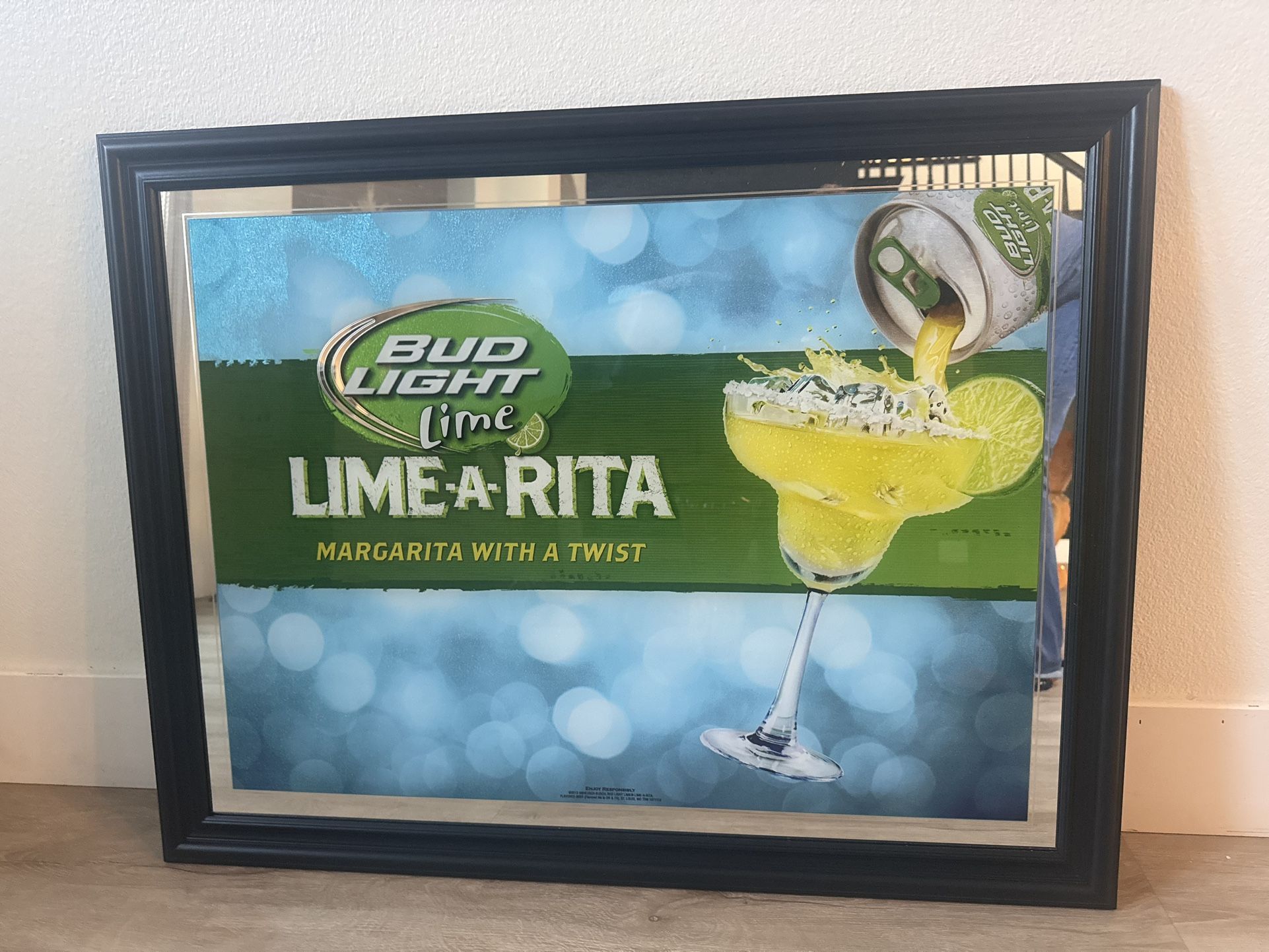 Brand new bud light lime a Rita framed mirror