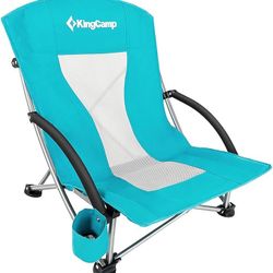 KingCamp Low Folding Beach Chair for Adults,Portable Lightweight Lowback Sling Chair
