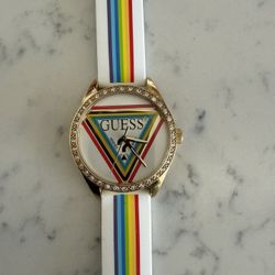 GUESS Pride Limited Edition White Gold Tone Analog Watch