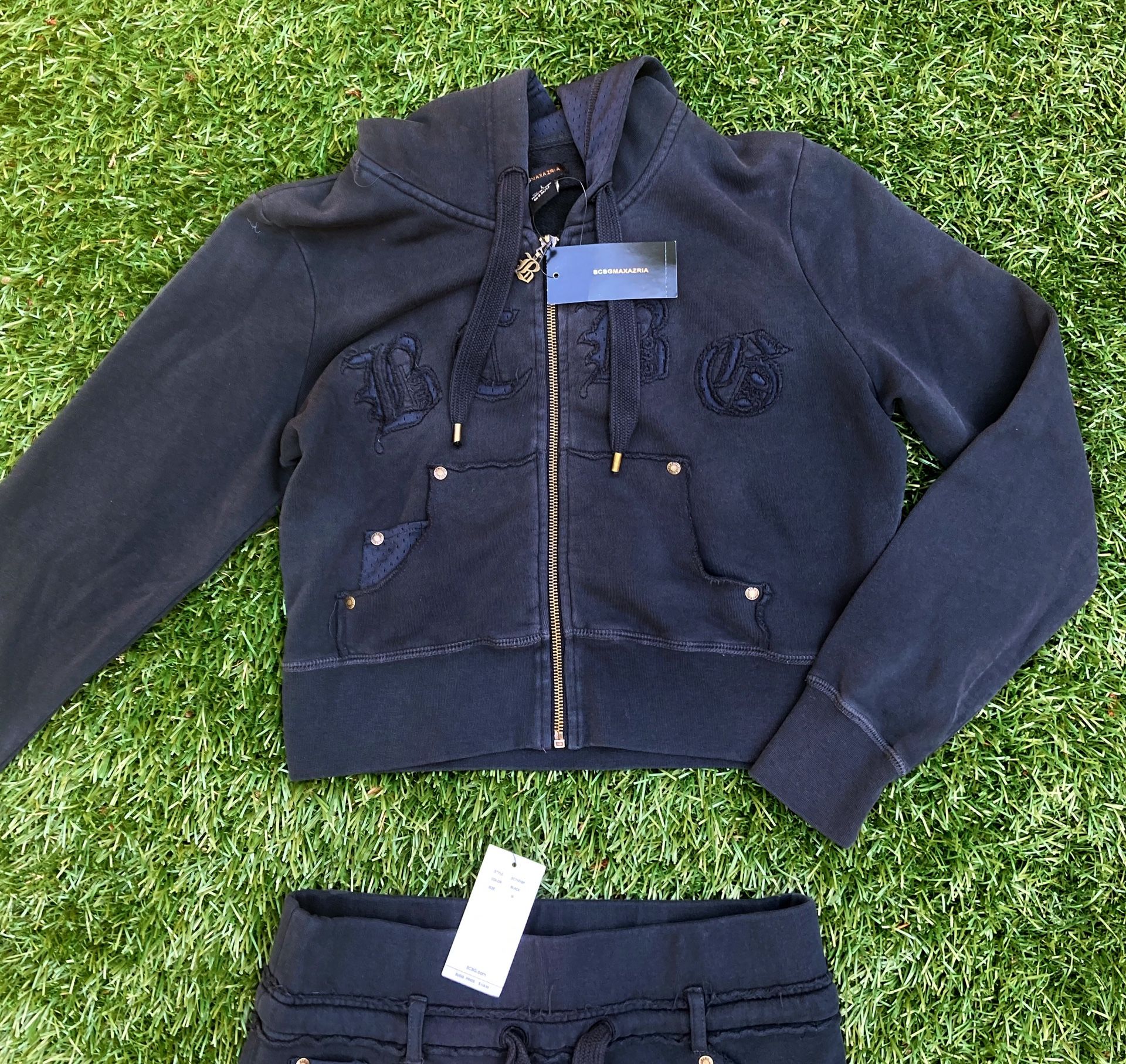New With Tags, ($240) Black Cropped Sweatshirt And Sweats