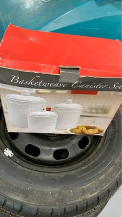 Basketweave canister set