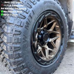 MATRIX- MATTE BRONZE Off Road Wheels 17 inch 6x139.7 New Mud Tires 265/70r17 Toyota Nissan Ford Chevy GMC
