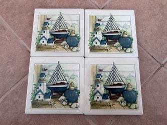 Ceramic Coasters with Sailboat