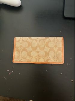 Coach Signature Checkbook Wallet Khaki/Tan – Good Condition